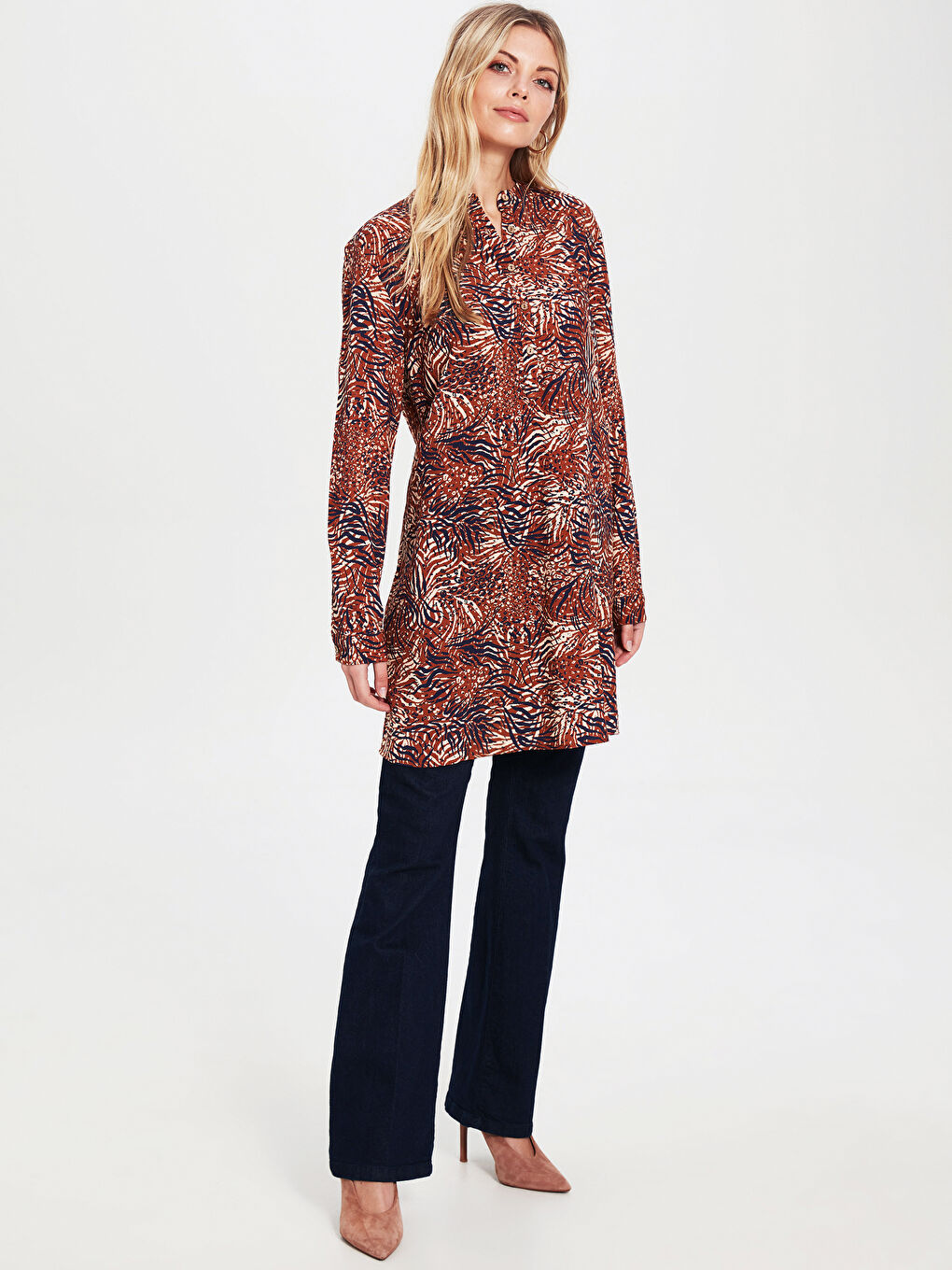 Grandad Collar Long Sleeve Women's Tunic-1