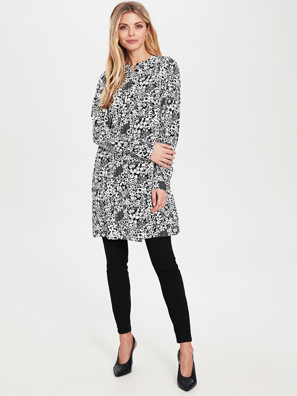 Grandad Collar Long Sleeve Women's Tunic-1