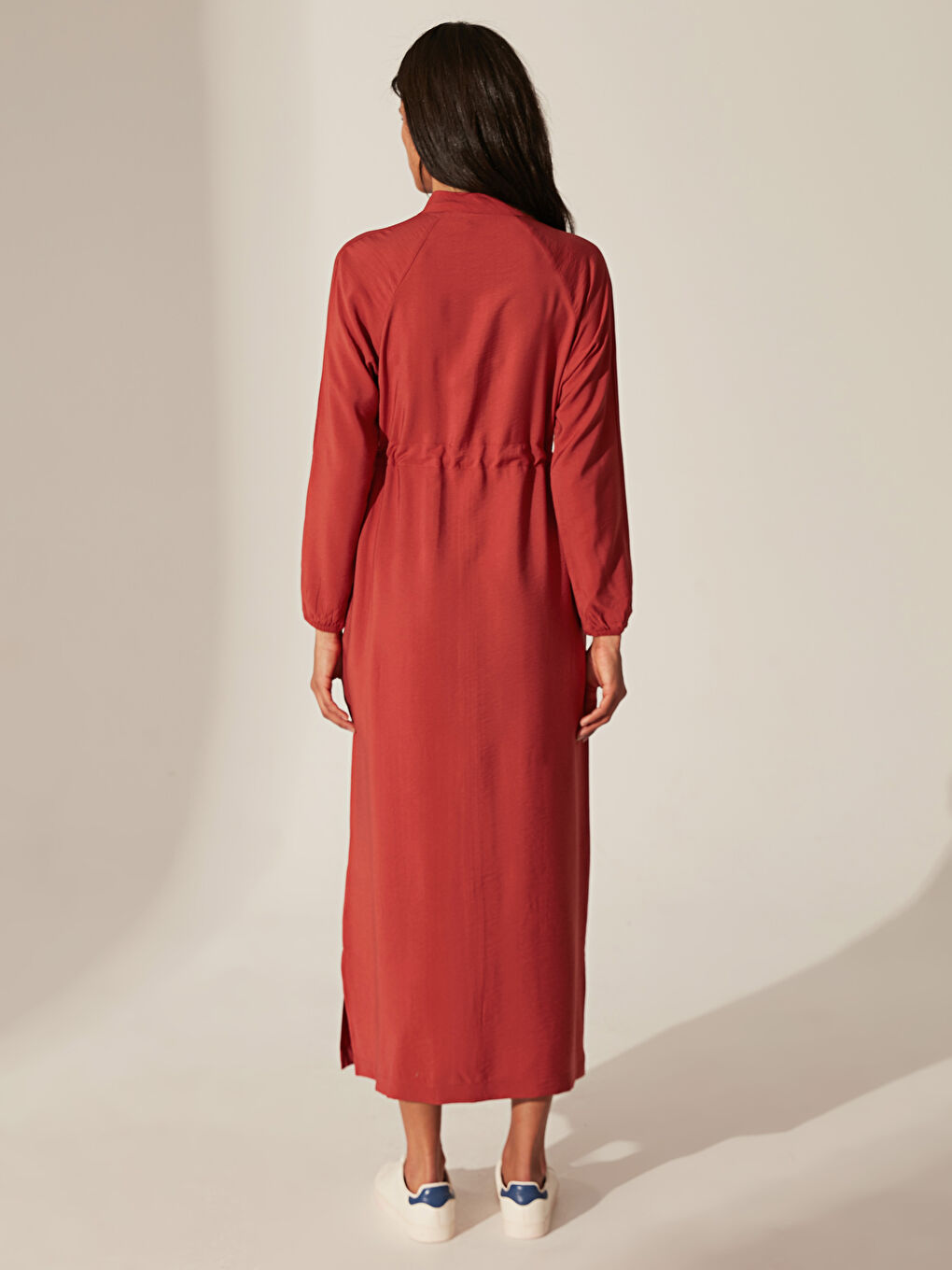 Turuncu Uzun Kollu Kadın Elbise-3