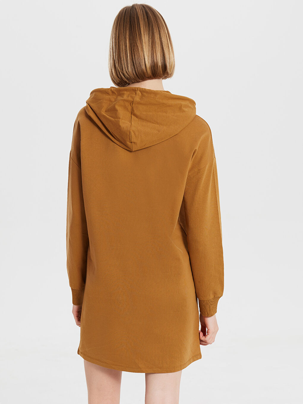 Bej Standart Fit Uzun Kollu Kadın Elbise-3