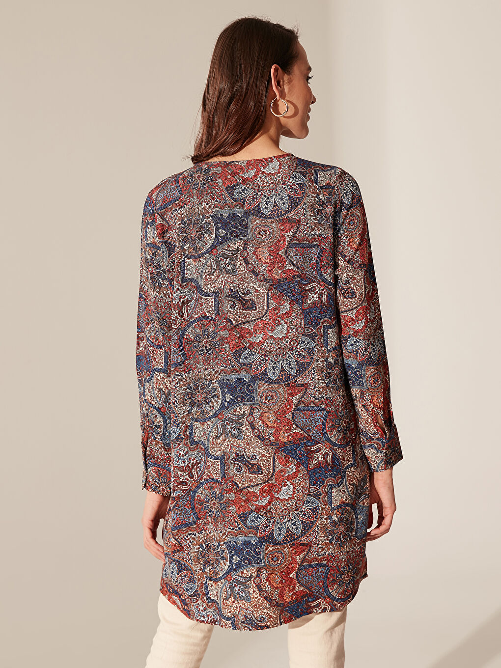 Kahverengi Uzun Kollu Kadın Tunik-3