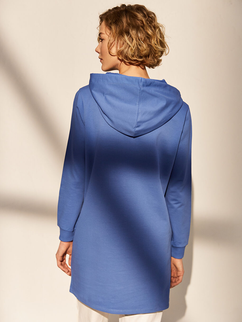 Mavi Kapüşonlu Salaş Sweatshirt-3