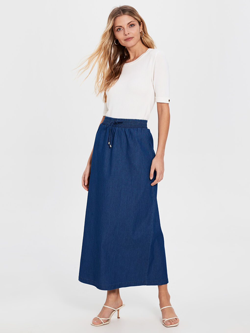 Siyah Beli Lastikli Jean Etek-1