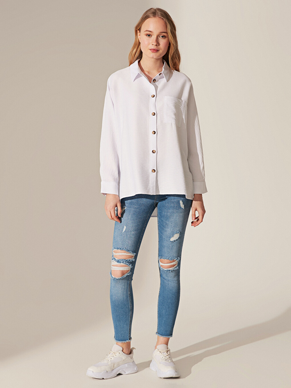 Loose Fit Long Sleeve Women's Shirt-1