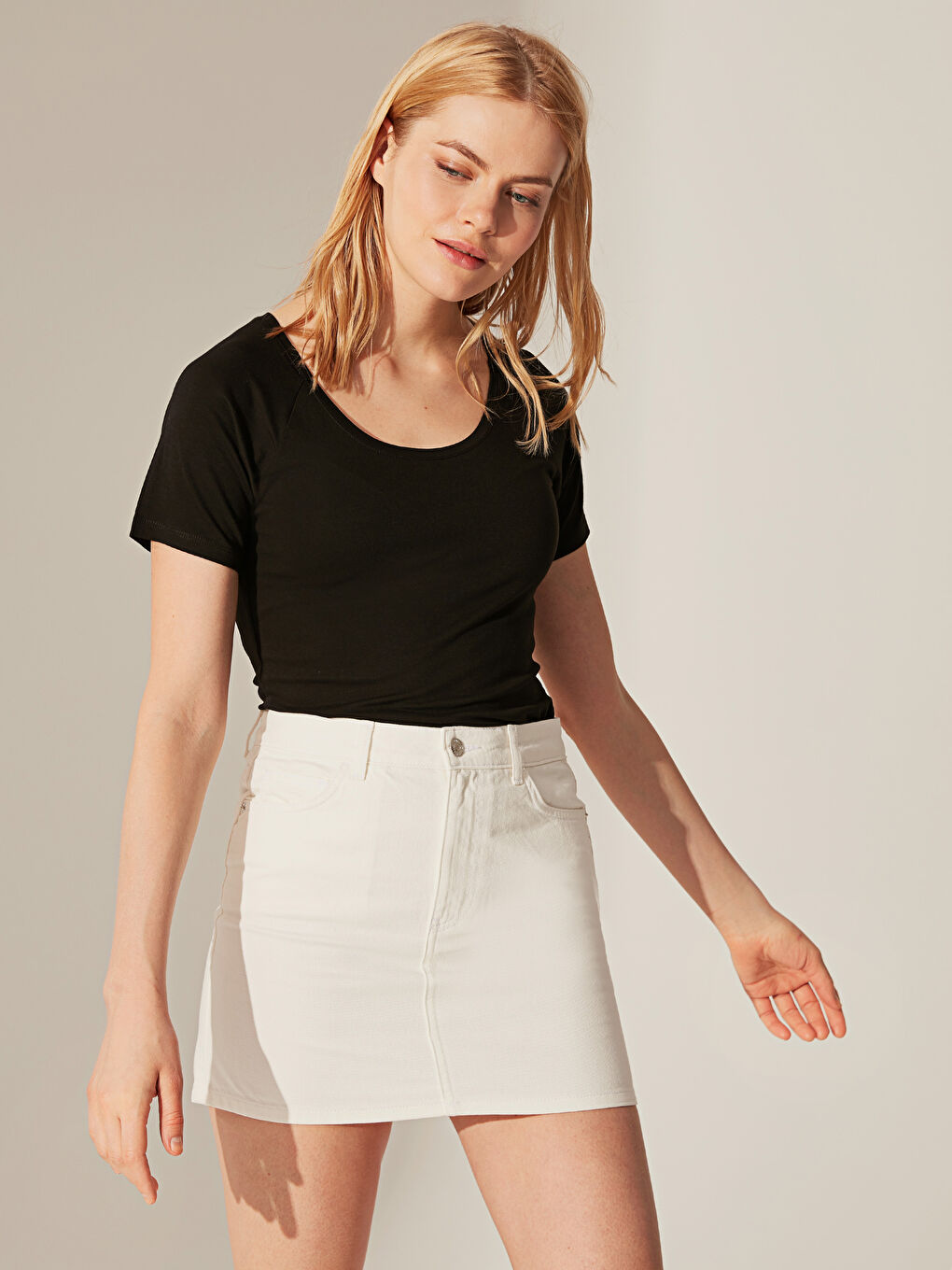 U-Neck Plain Cotton T-Shirt