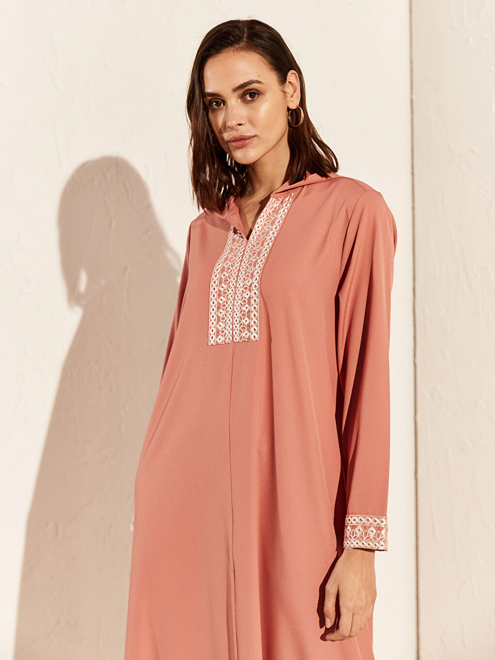 Robe en Crêpe à Manches Longues Coupe Ample pour Femmes-1