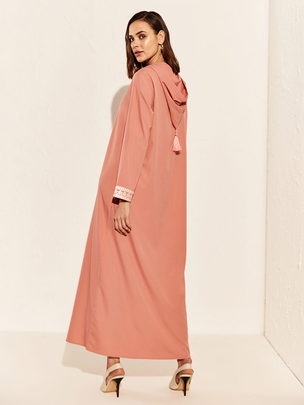 Robe en Crêpe à Manches Longues Coupe Ample pour Femmes-3
