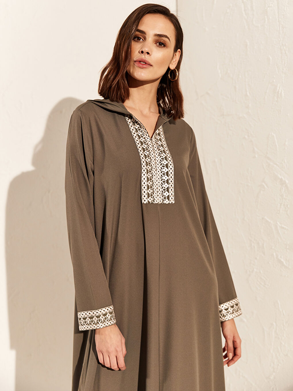 Robe en Crêpe à Manches Longues Coupe Ample pour Femmes-2