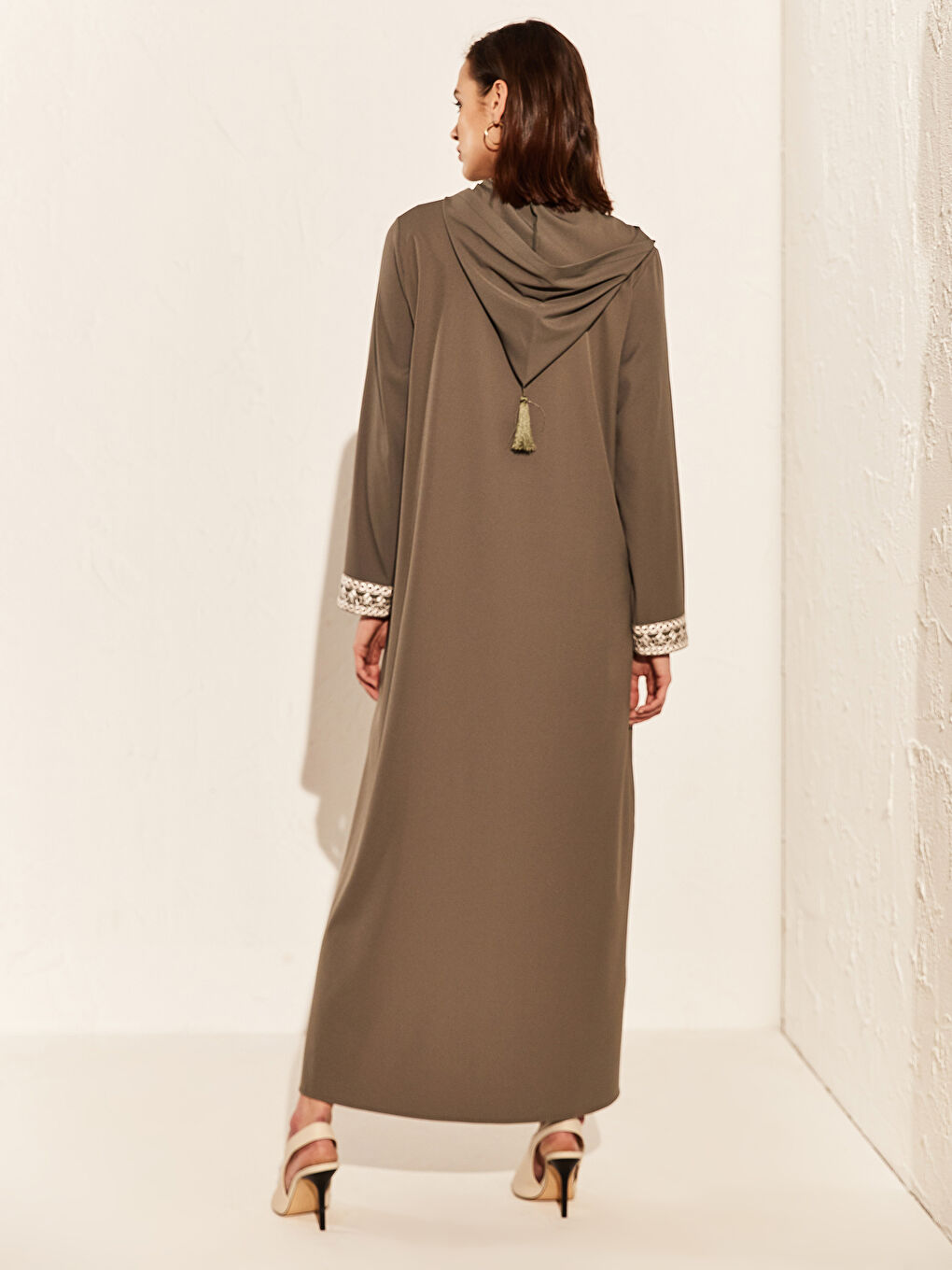 Robe en Crêpe à Manches Longues Coupe Ample pour Femmes-4