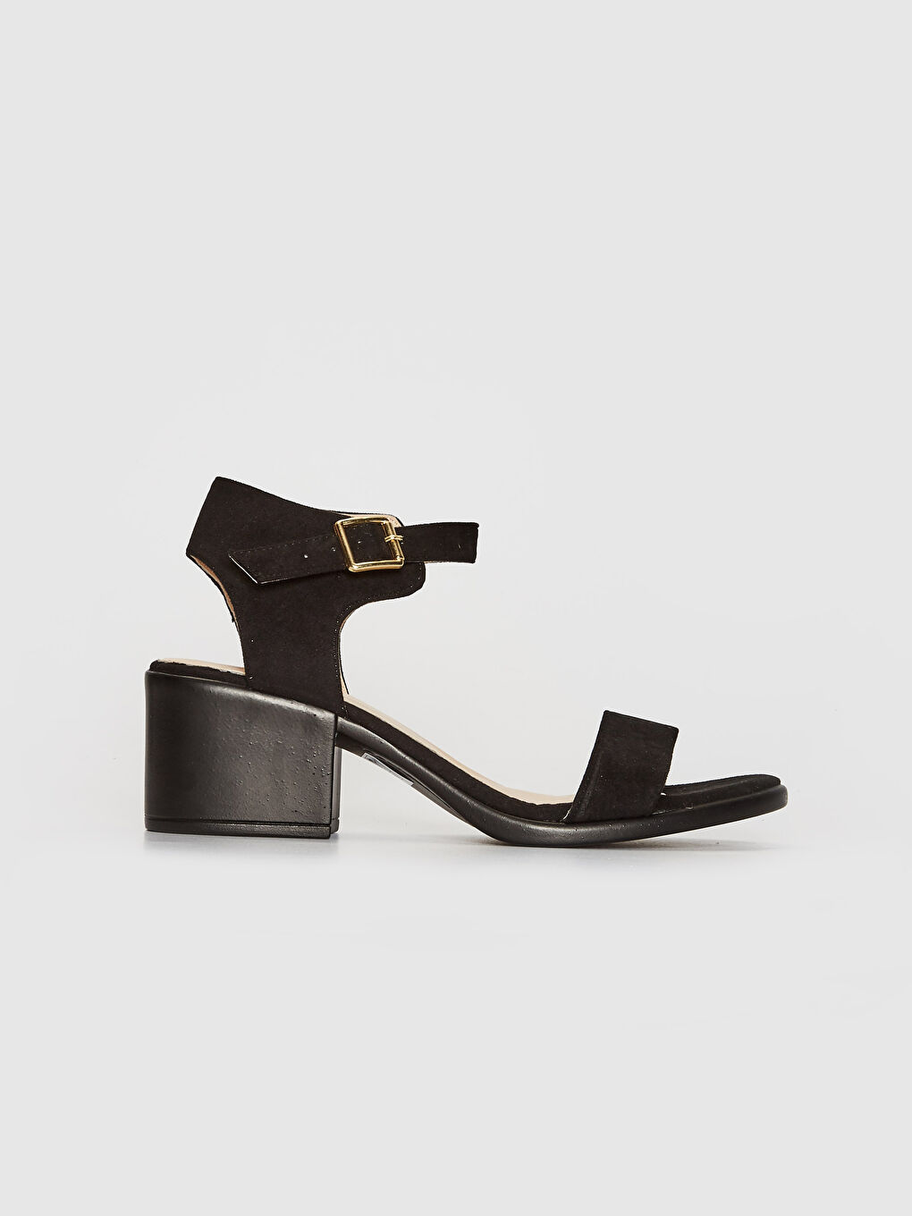 Siyah Kadın Topuklu Süet Sandalet