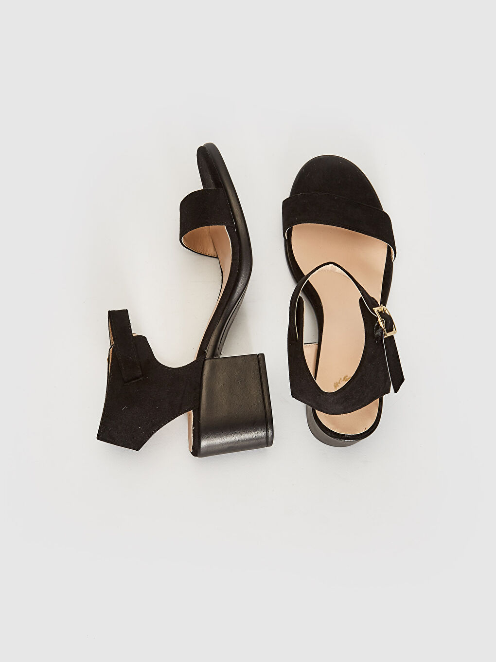 Siyah Kadın Topuklu Süet Sandalet-1