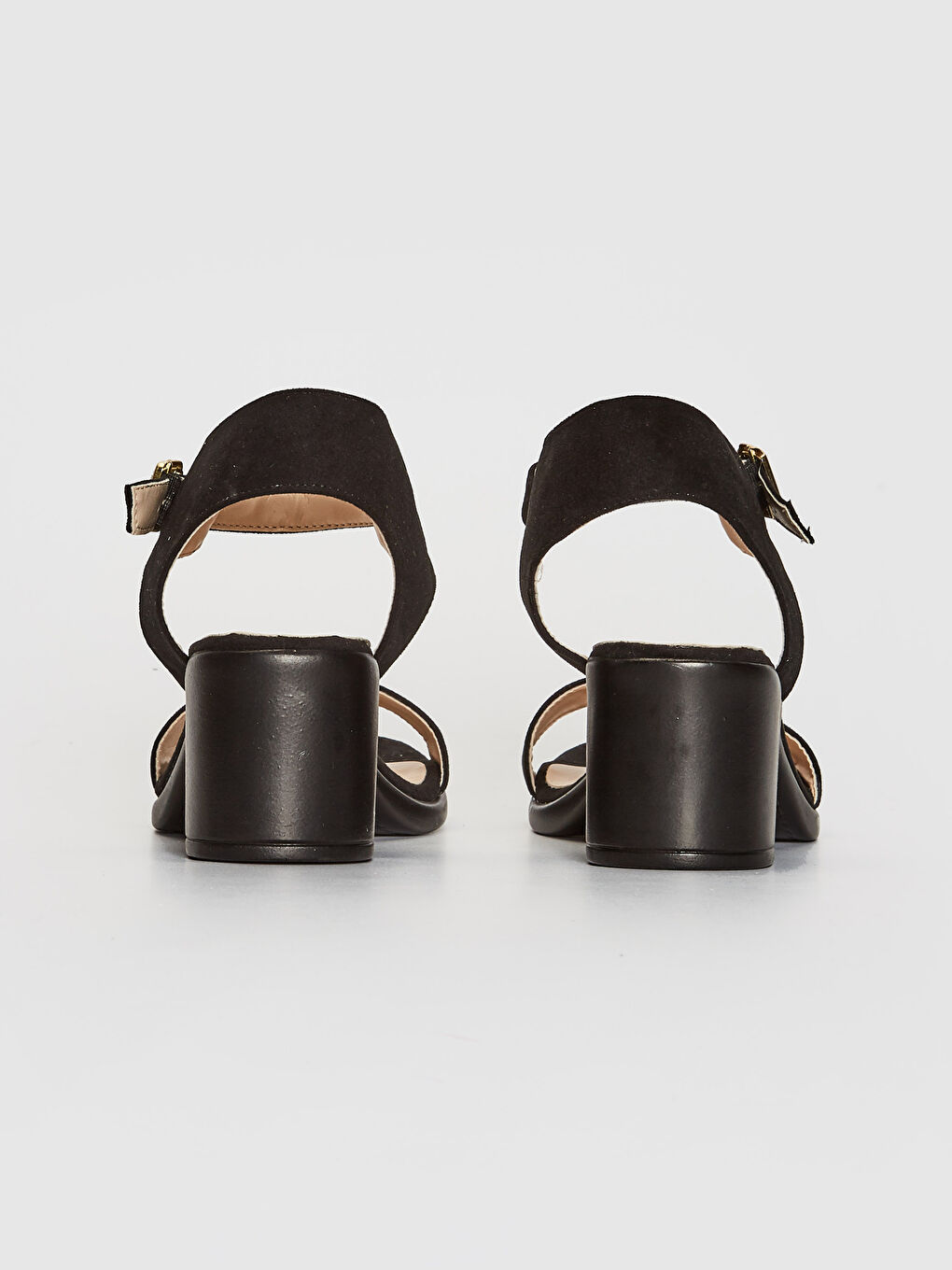 Siyah Kadın Topuklu Süet Sandalet-3
