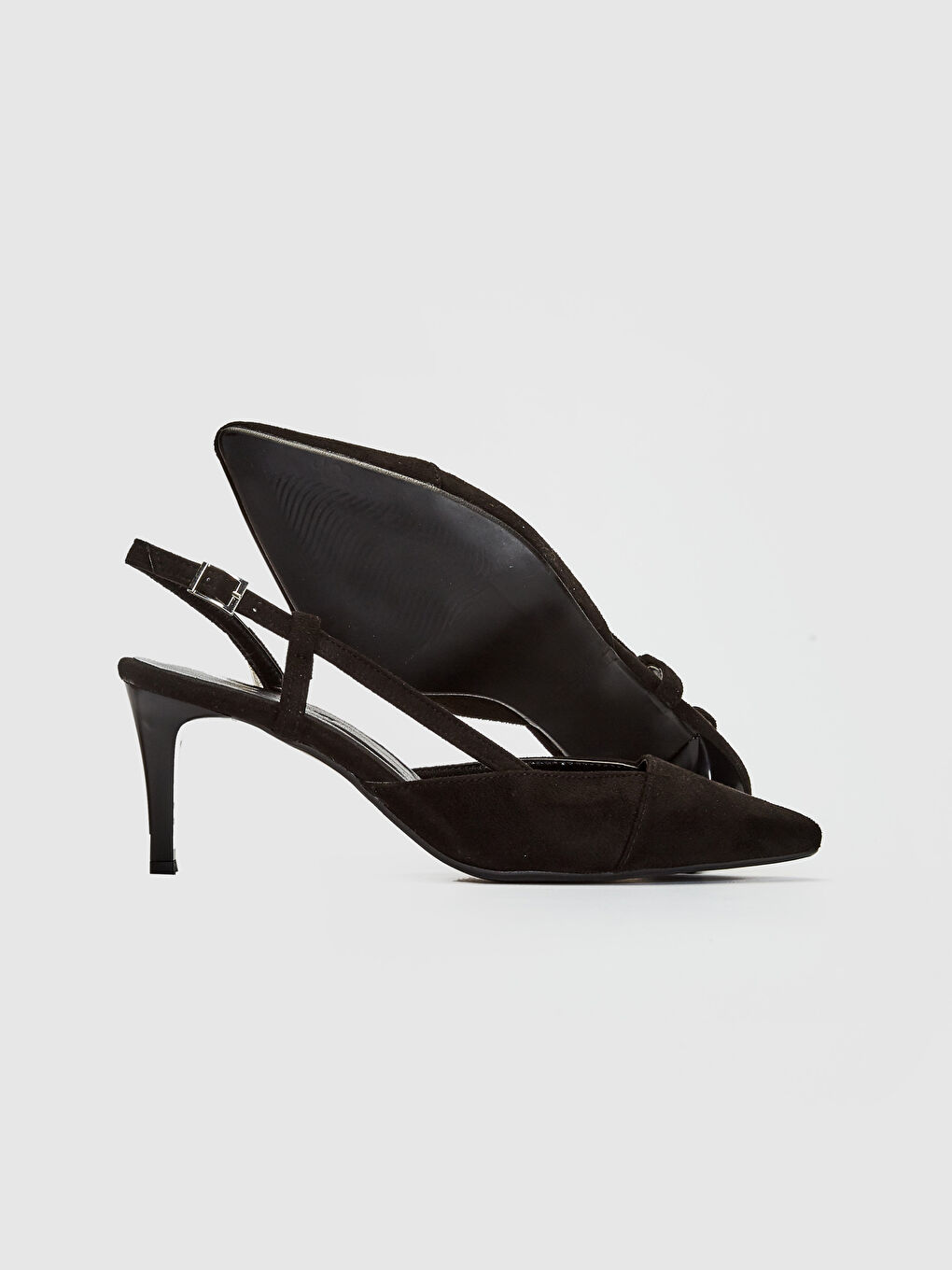 Siyah Kadın Sivri Burun Topuklu Ayakkabı-2