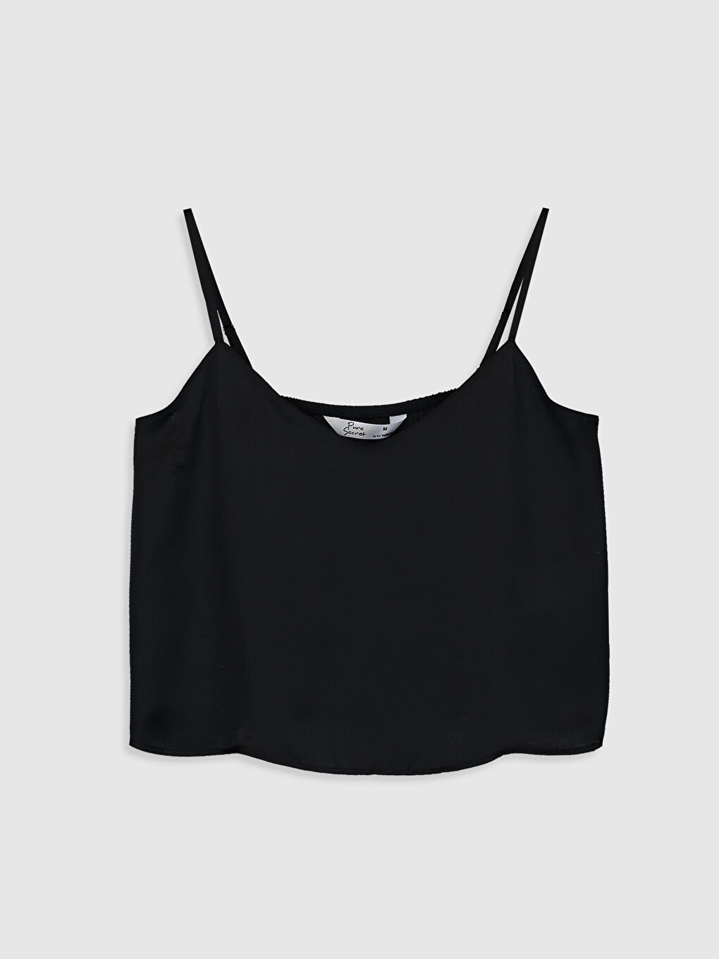 Siyah V Yaka Askılı Kadın Saten Pijama Takım-3