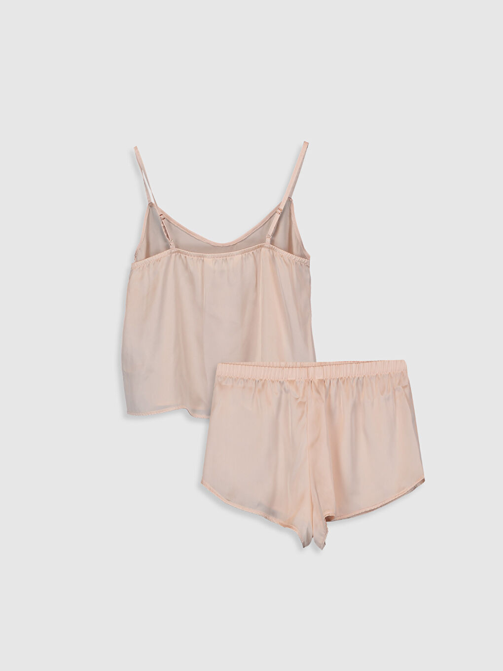 Pembe V Yaka Askılı Kadın Saten Pijama Takım-2