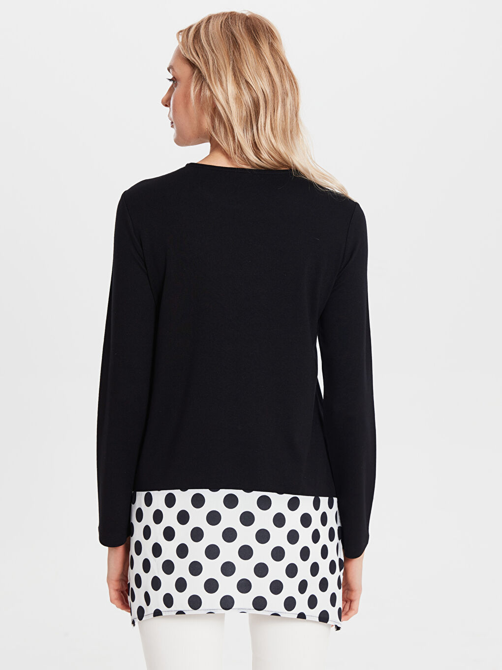 Женская футболка с длинным рукавом с круглым вырезом и узором-2