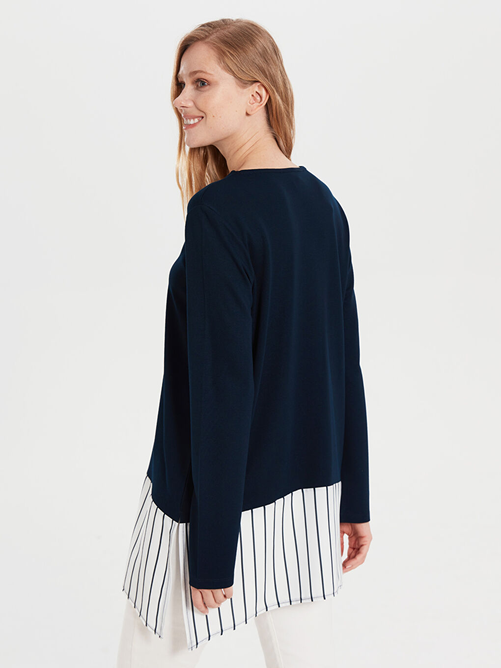 Crew Neck Striped Long Sleeve Women's T-Shirt-3