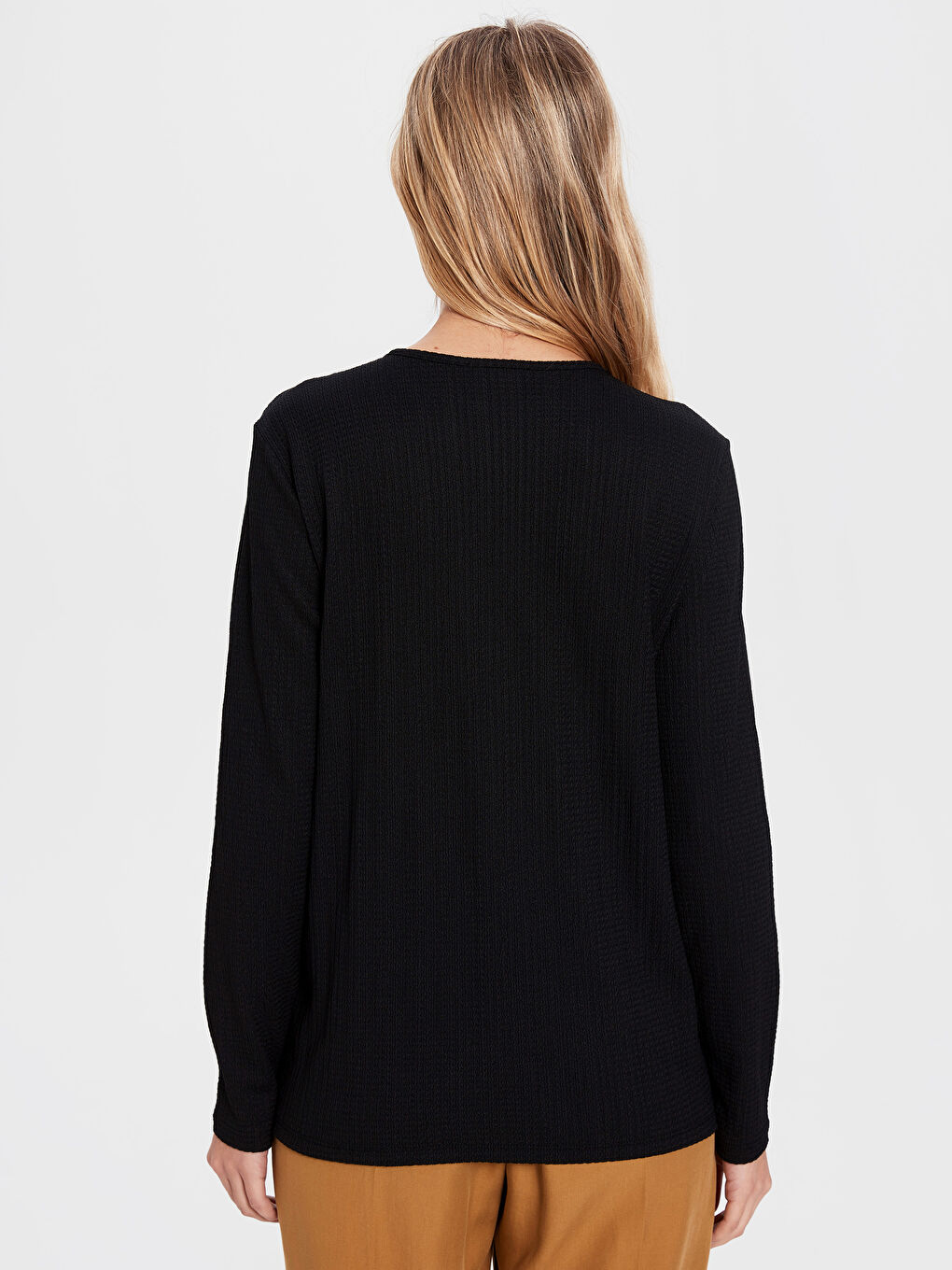 Әйелдерге арналған жолақты ұзын жең футболка-3