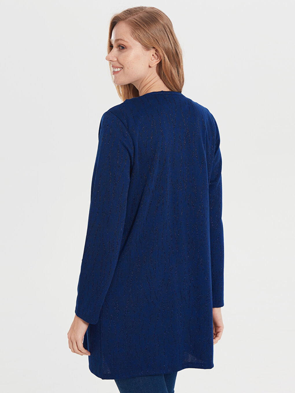 Mavi Işıltı Detaylı Uzun Kollu Kadın Ceket-2