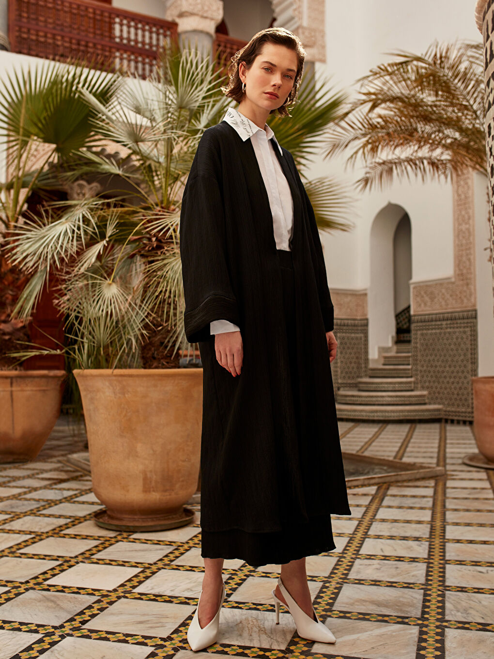 Ankle Length Elastic Waist Palazzo Pants