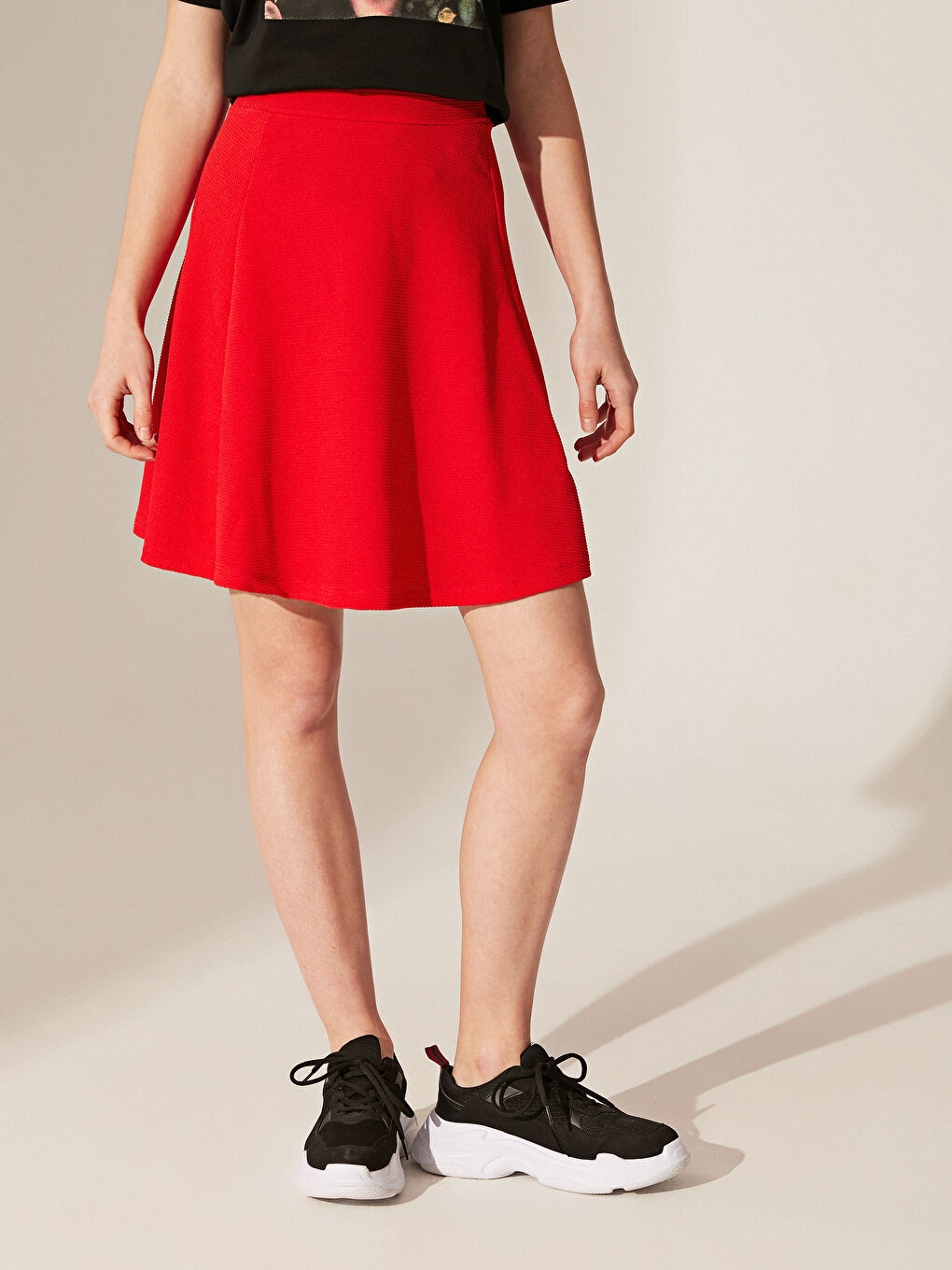 Kırmızı Dar Fit Kadın Etek-2