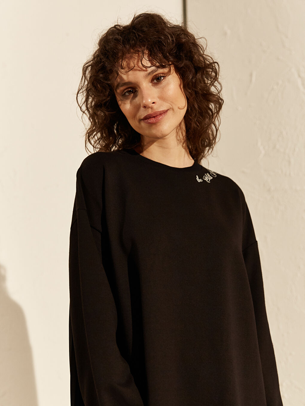 Oversize Sweatshirt with Back Pile Detail-3