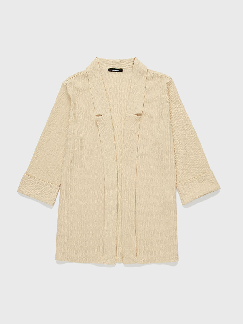 V Yaka Penye Kadın Düz Yakalı Hırka-1