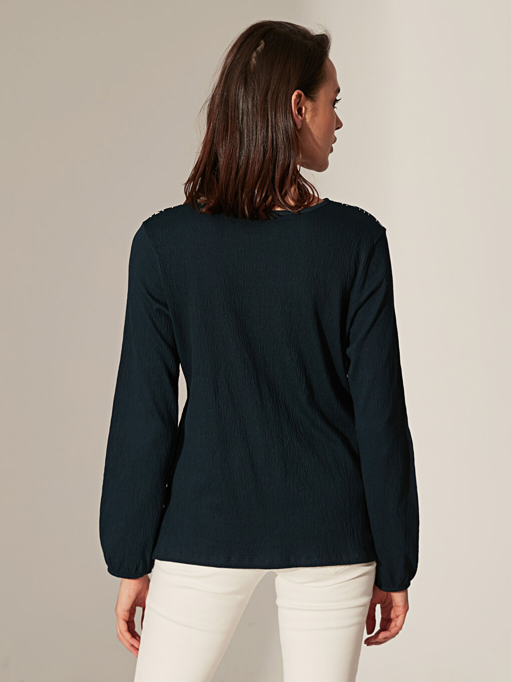 Crew Neck Printed Long Sleeve Women's T-Shirt-2