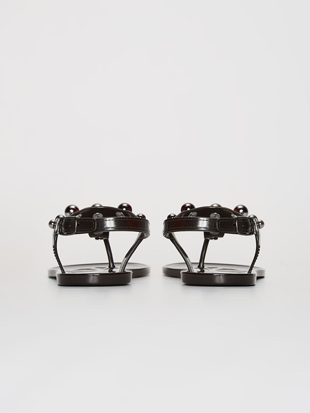 Siyah Kadın Boncuk Detaylı Sandalet-3