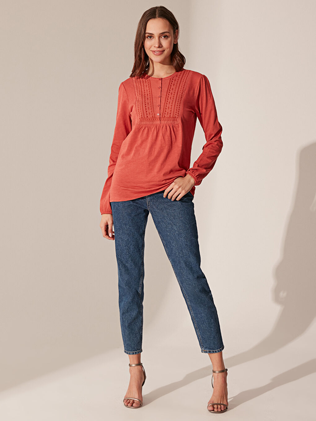 Chemises à Manches Longues en Coton Brodé-2