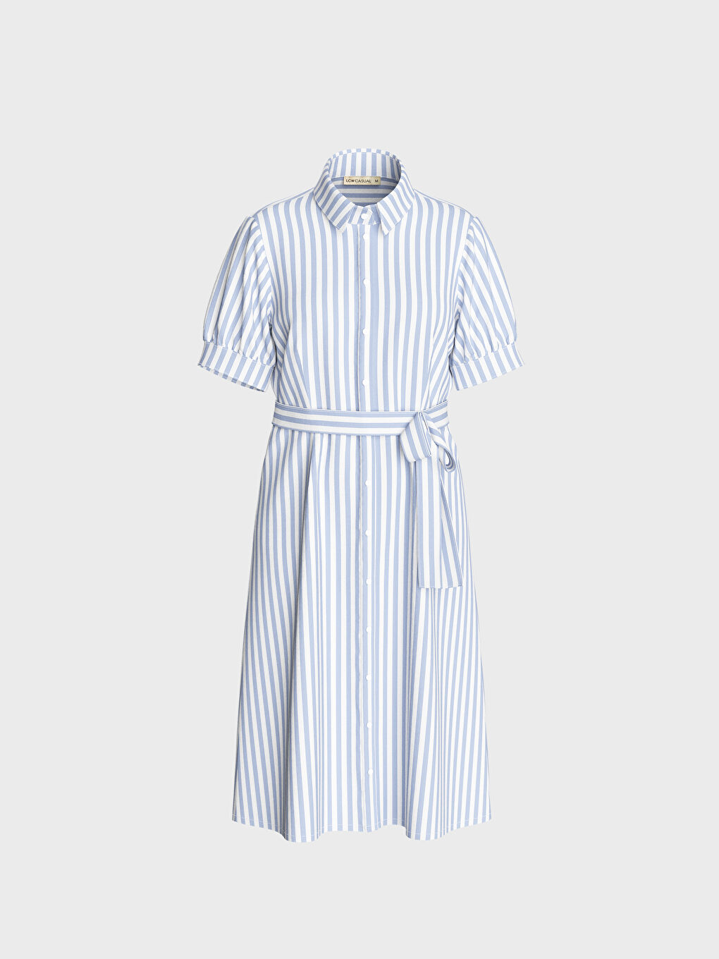 Платье-рубашка женское из поплина стандартного кроя с коротким рукавом-1