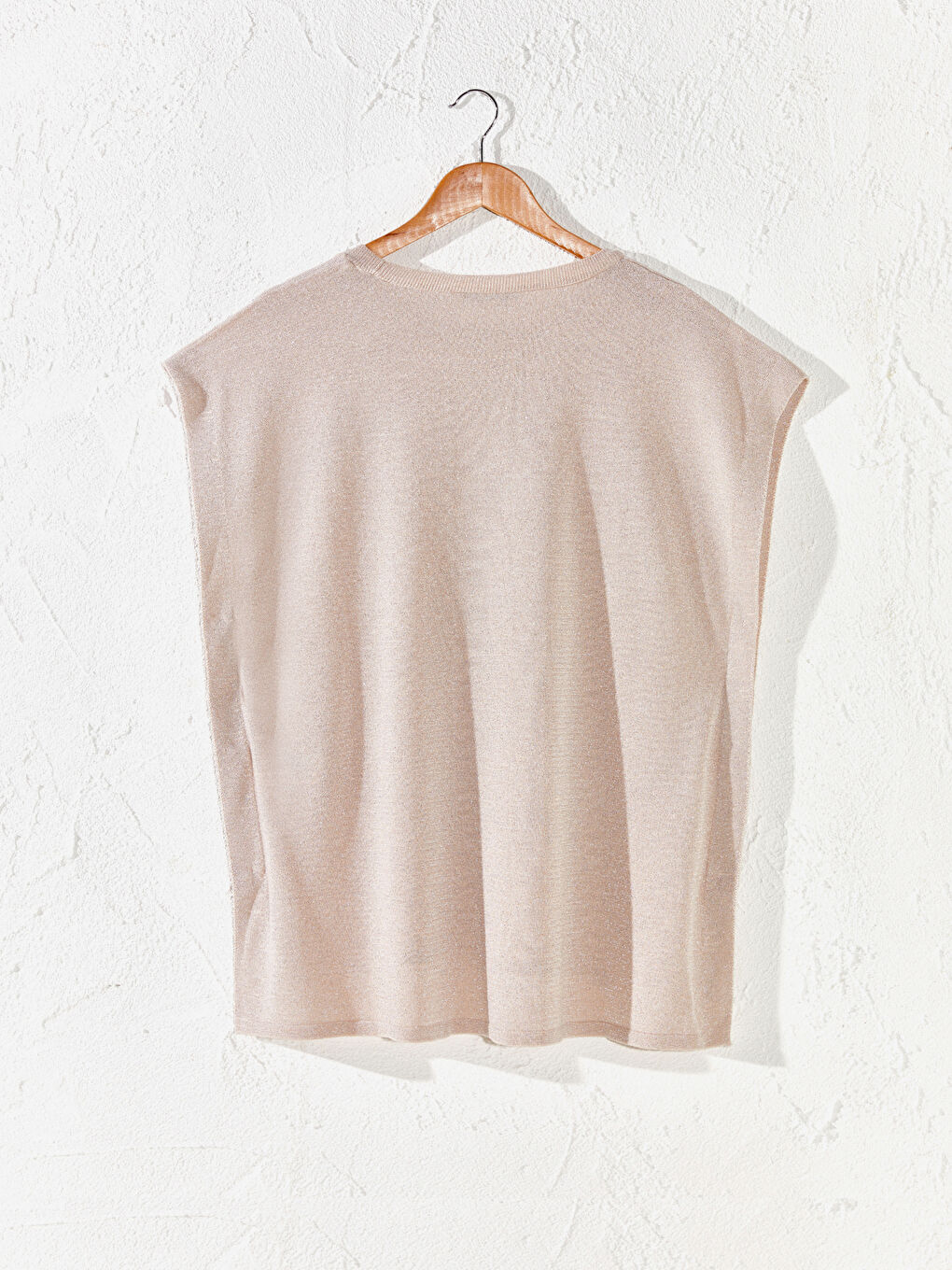 Pembe Kadın Bisiklet Yaka Düğme Detaylı Kolsuz Kazak-2