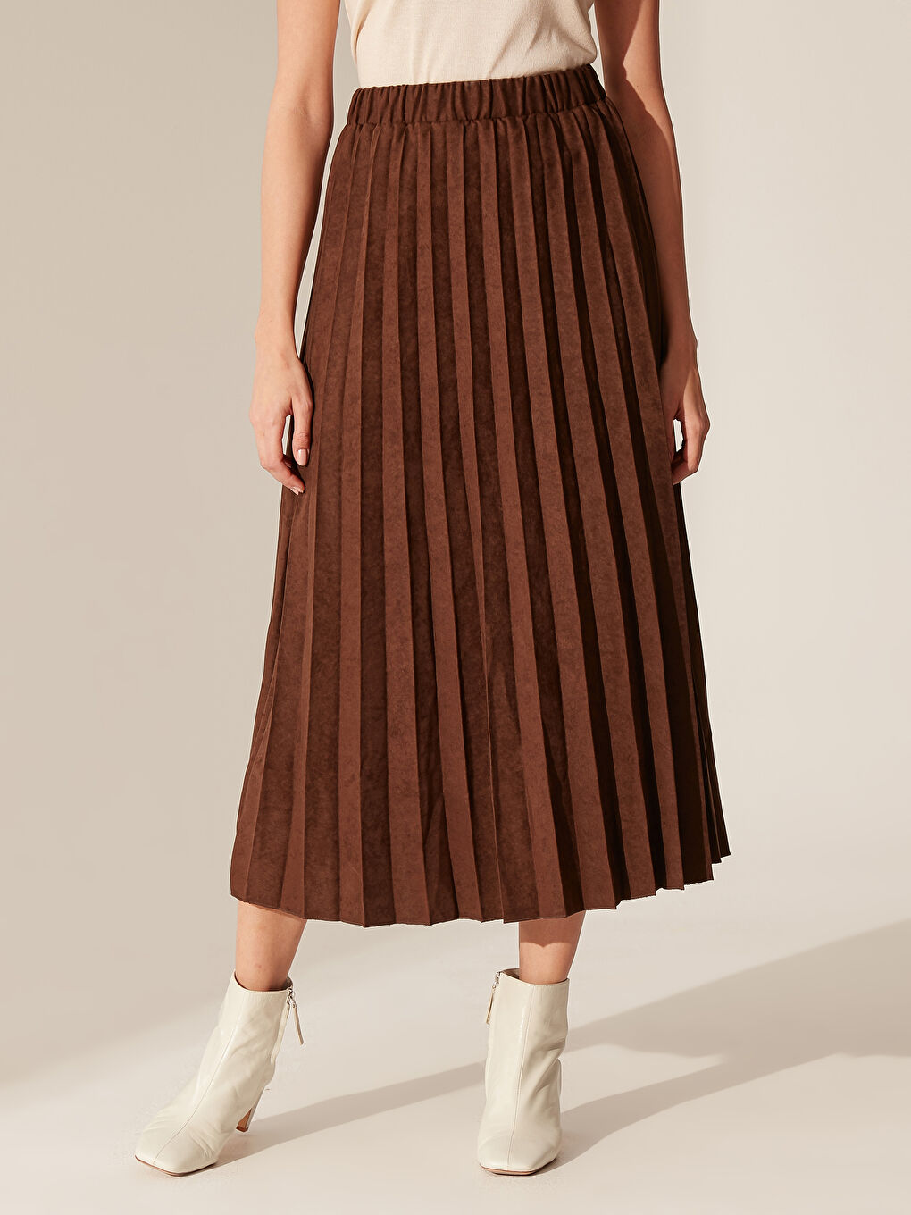 Wildleder Damen Plissierter Rock-2