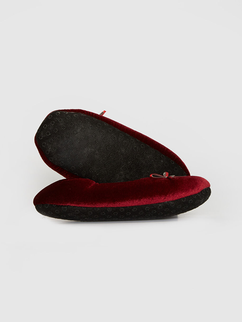 Bordo Kadın Fiyonk Detaylı  Ev Patiği  -3