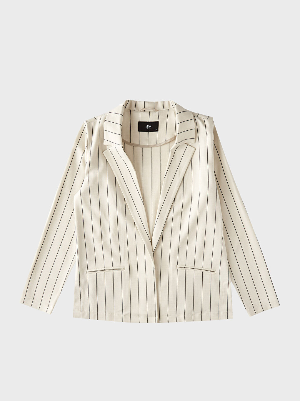 Ekru Rahat Kalıp Uzun Kollu Kadın Ceket-1