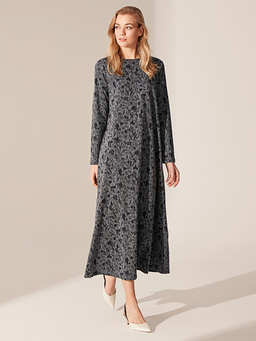 İndigo Uzun Kollu Kadın Elbise