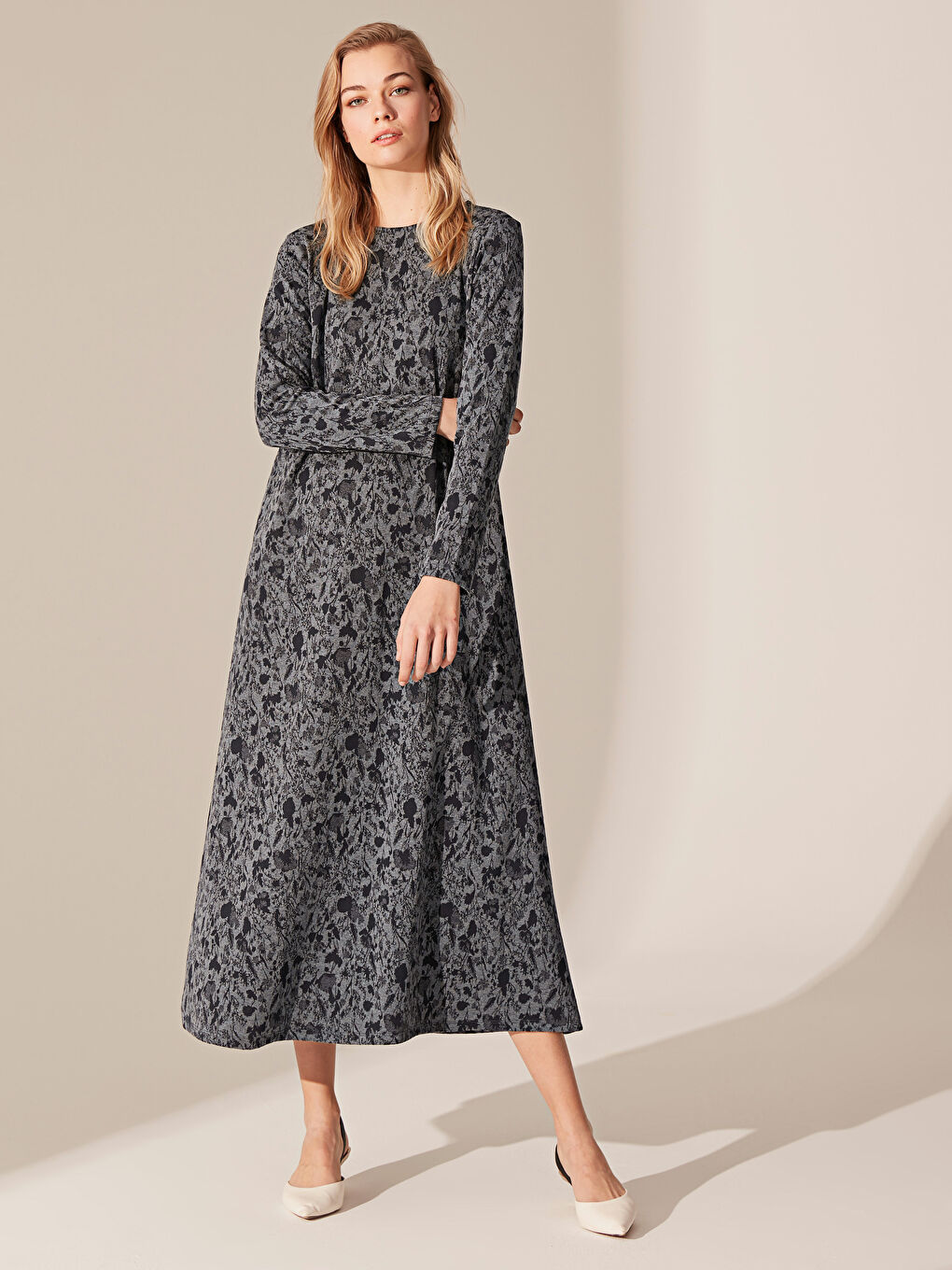 İndigo Uzun Kollu Kadın Elbise-2