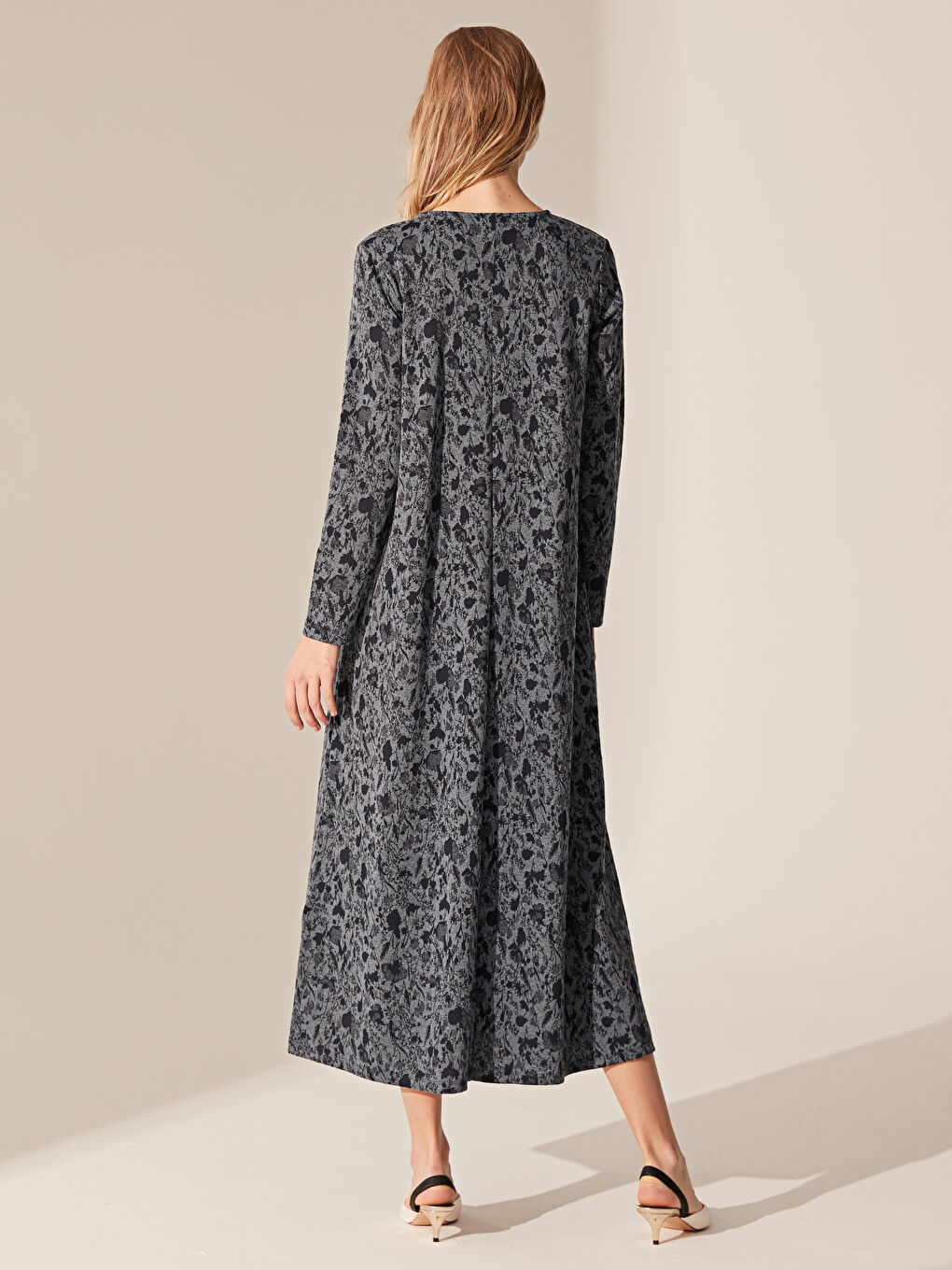 İndigo Uzun Kollu Kadın Elbise-3