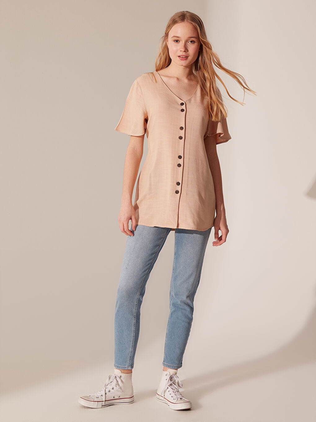 Short Sleeve Women's Blouse-2