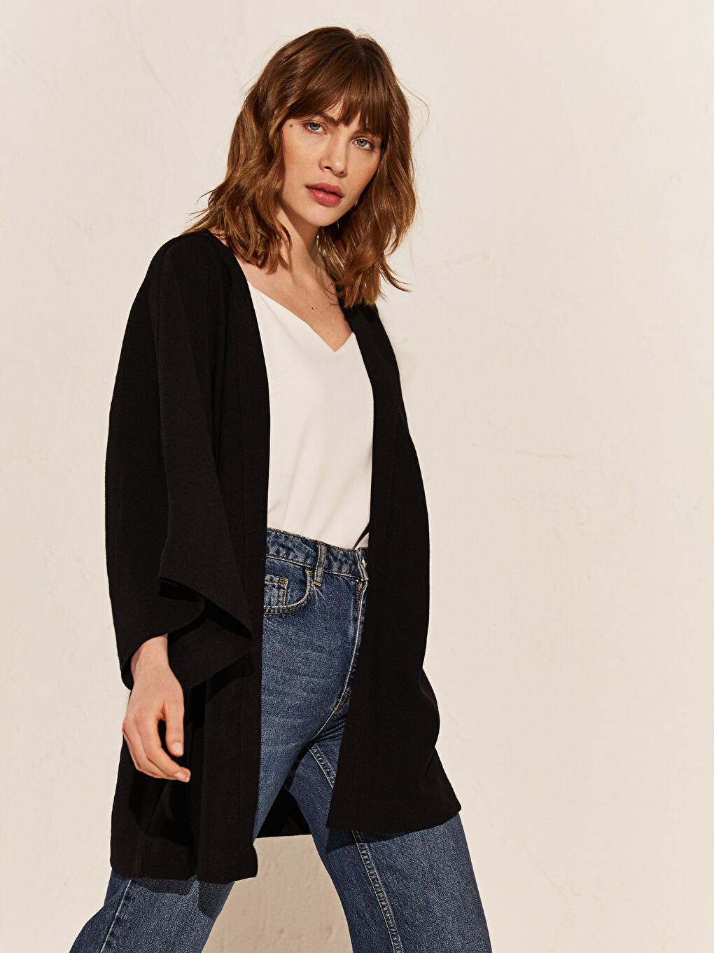 LCW Vision Plain Loose Fit Viscose Kimono -0SQ040Z8-CVL