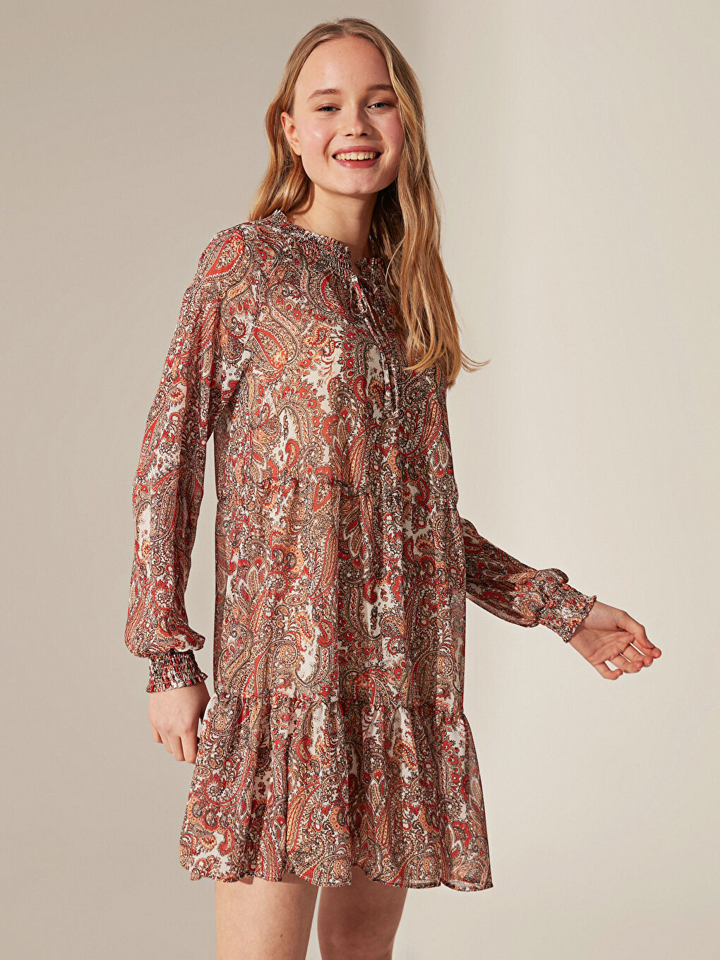 Siyah Standart Fit Uzun Kollu Şifon Kadın Elbise-2