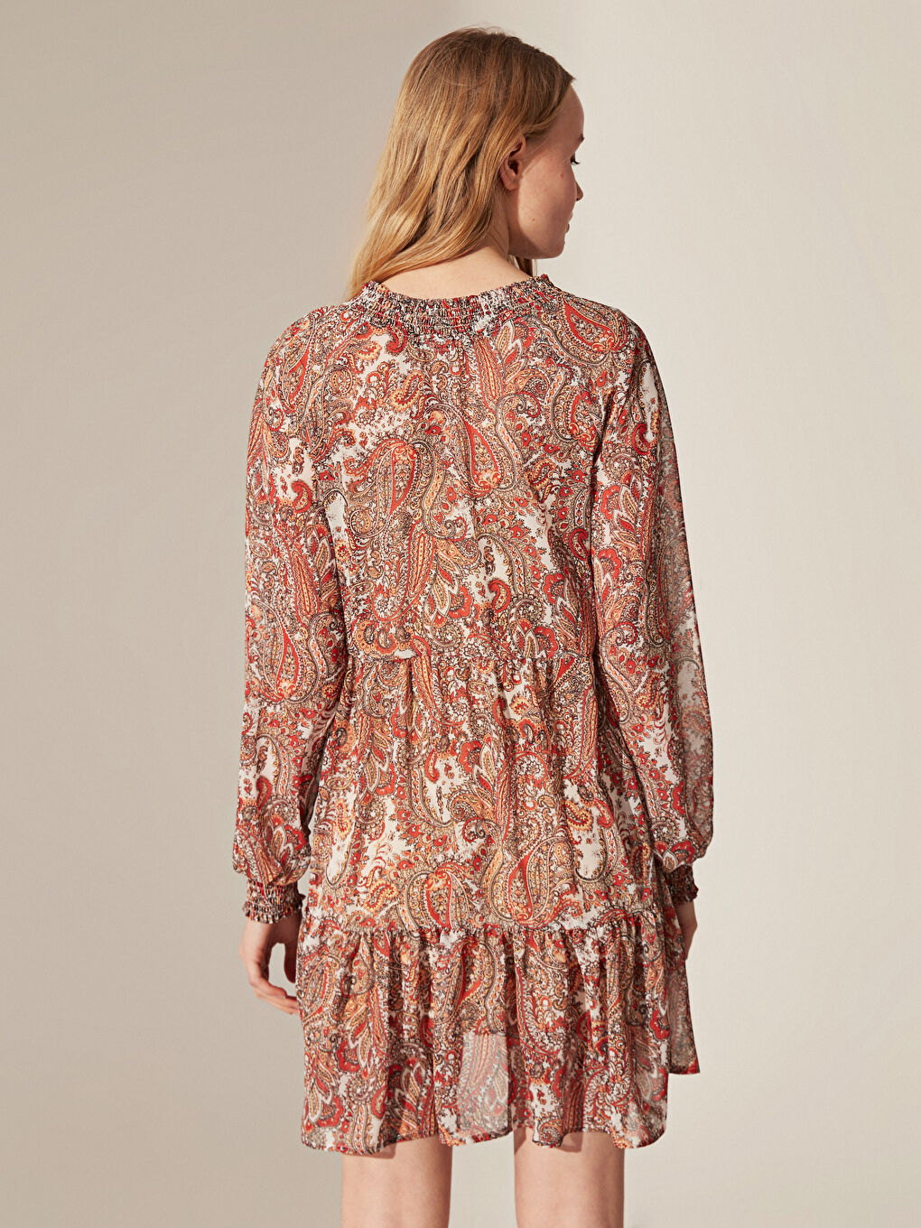 Siyah Standart Fit Uzun Kollu Şifon Kadın Elbise-3