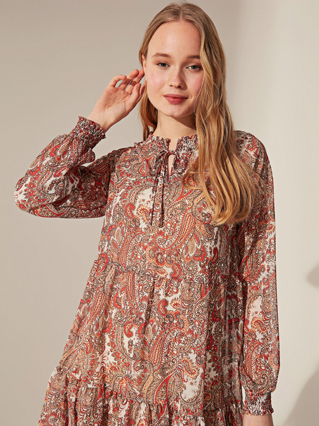 Siyah Standart Fit Uzun Kollu Şifon Kadın Elbise-4