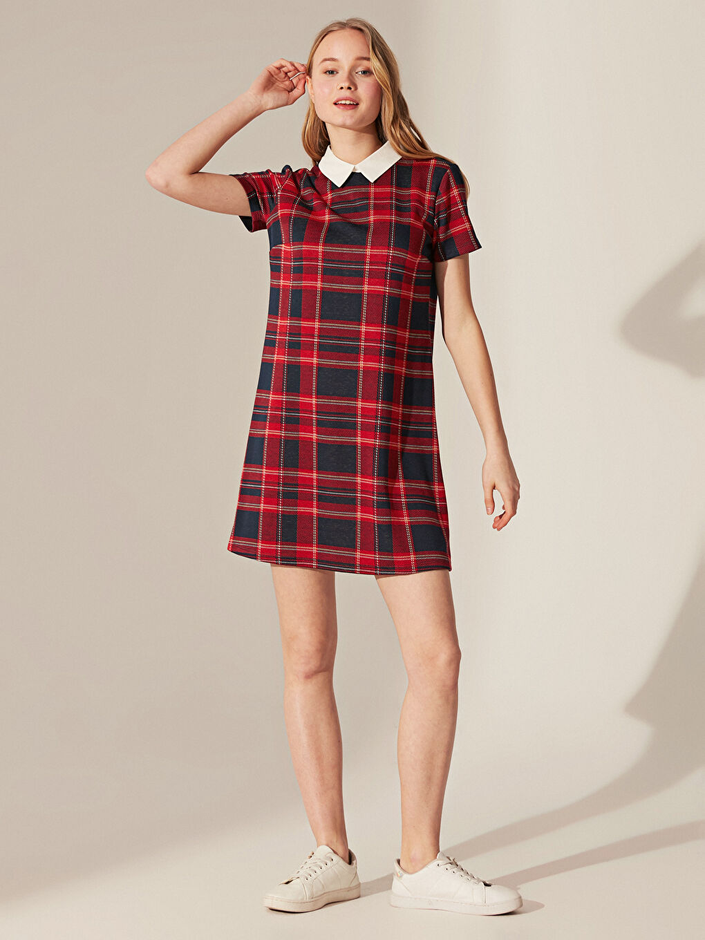 Lacivert Kısa Kollu Kadın Elbise