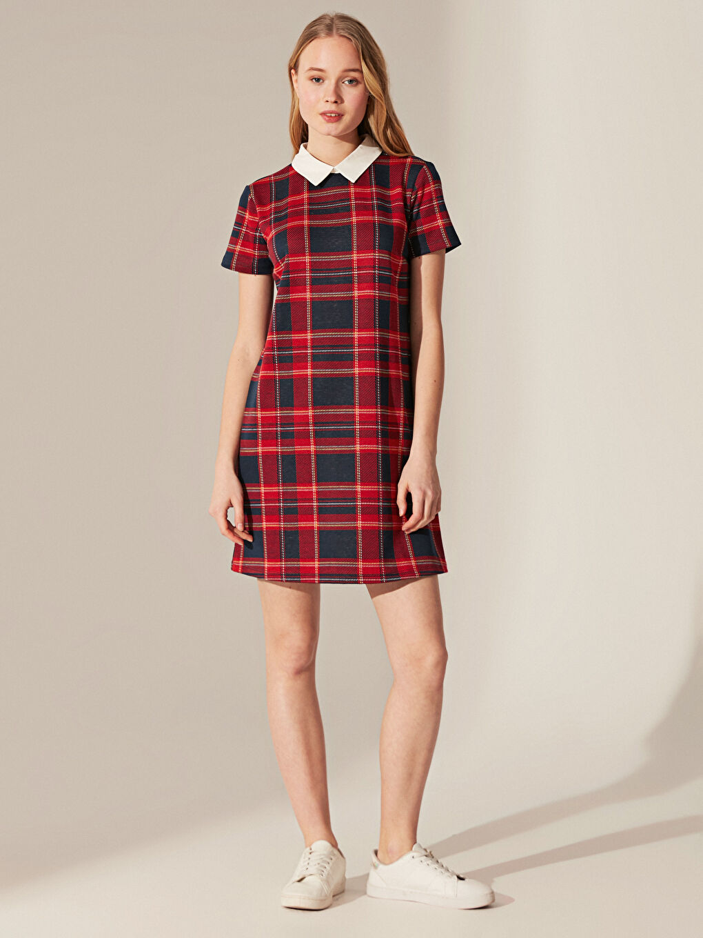 Lacivert Kısa Kollu Kadın Elbise-3