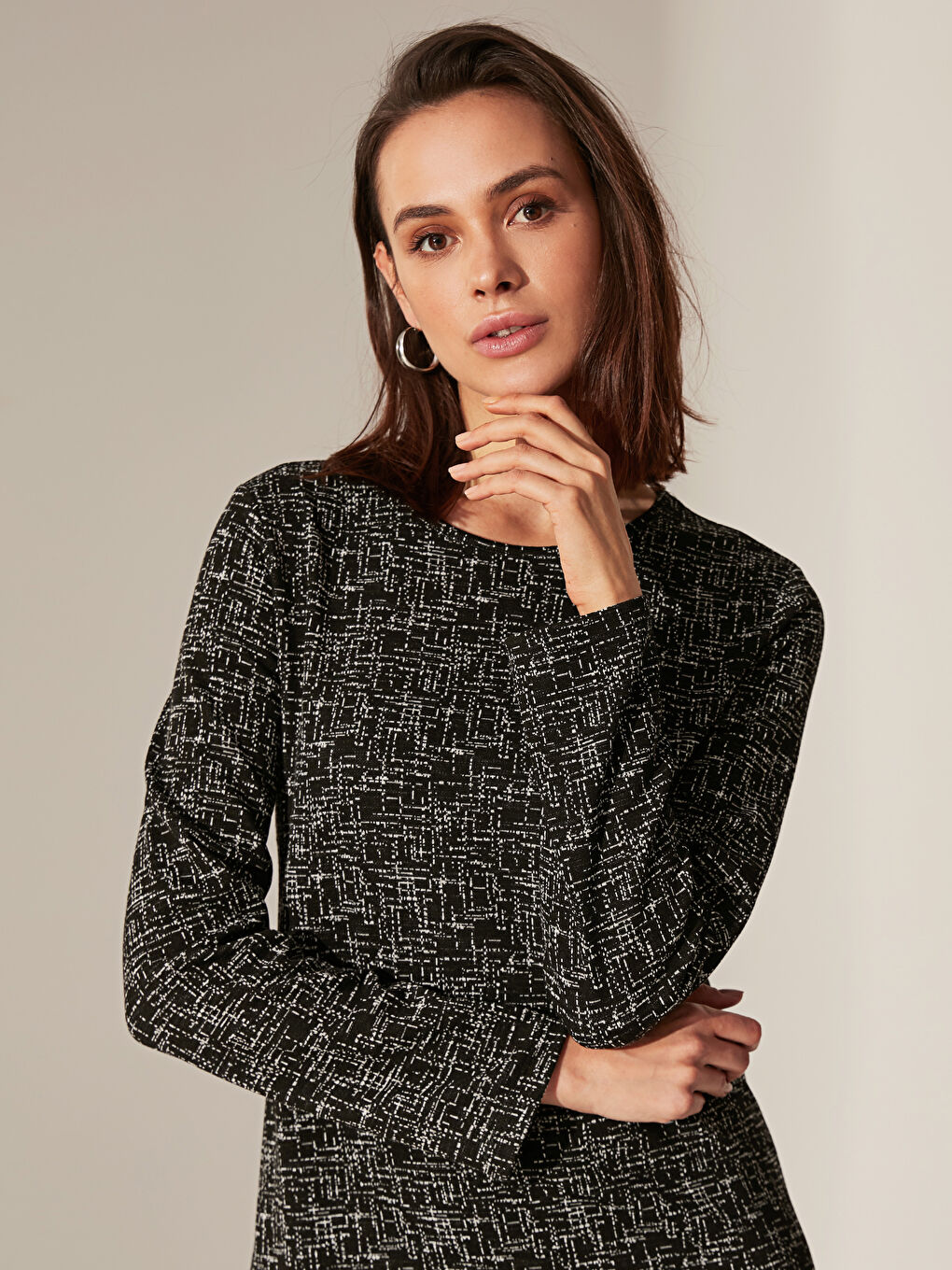 Siyah Uzun Kollu Kadın Elbise-1