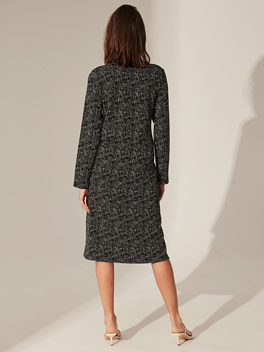 Siyah Uzun Kollu Kadın Elbise-2