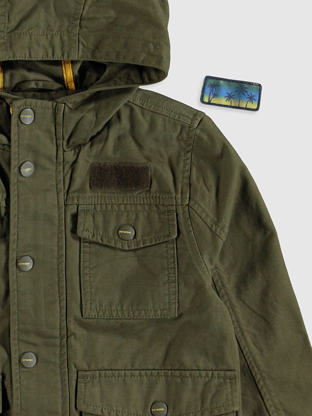 Yeşil Erkek Çocuk Kapüşonlu İnce Mont-2