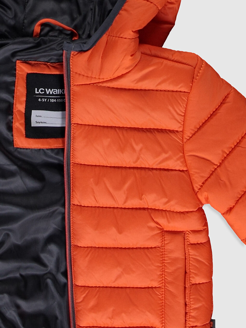 Turuncu Kapüşonlu Erkek Çocuk Şişme Mont-2