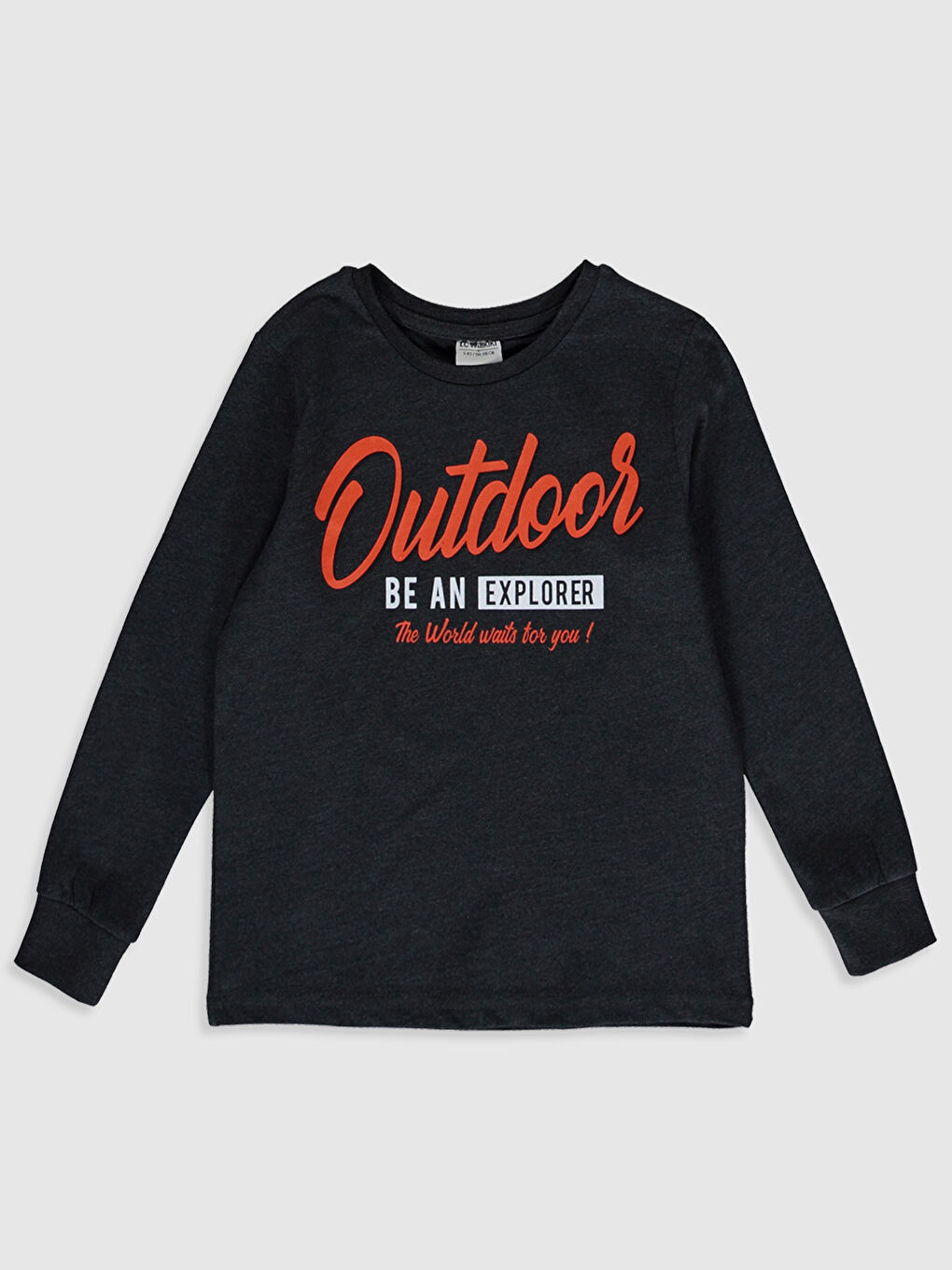 Antrasit Bisiklet Yaka Uzun Kollu Erkek Çocuk Tişört